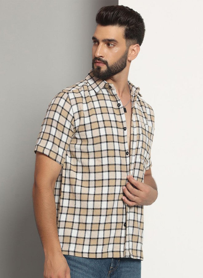 CHIMPAAANZEE Men Tartan Checks Opaque Checked Casual Shirt - Image 3